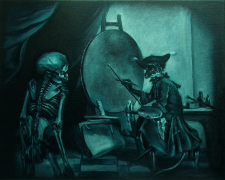 Painting titled "D'après Frankenstein" by T. Moth, Original Artwork, Oil