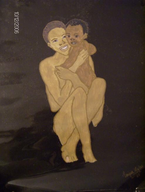 Painting titled "Mother and Child(Af…" by Tonjua Lyles, Original Artwork
