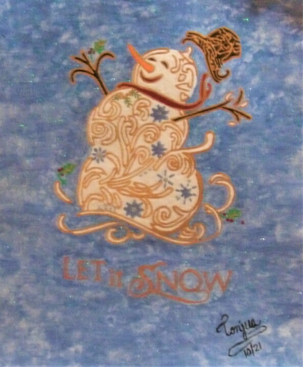 Schilderij getiteld "Let It Snow Too" door Tonjua Lyles, Origineel Kunstwerk, Acryl