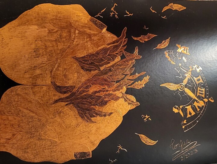 Рисунок под названием "Heal These Broken W…" - Tonjua Lyles, Подлинное произведение искусства, Scratchboard
