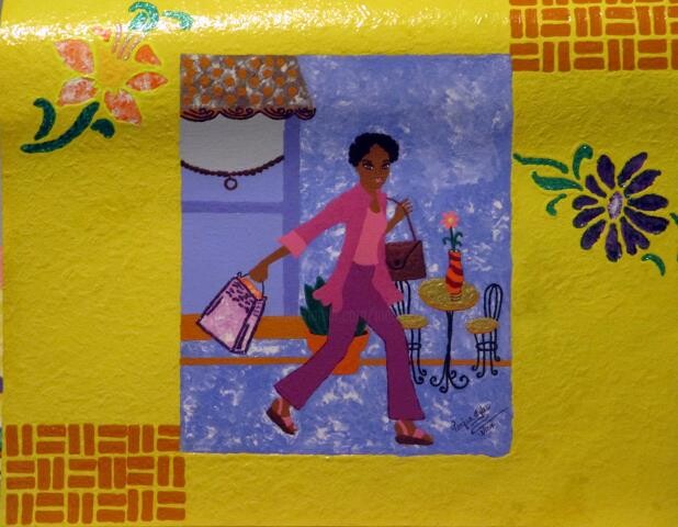 Schilderij getiteld "Ladies on the Move…" door Tonjua Lyles, Origineel Kunstwerk
