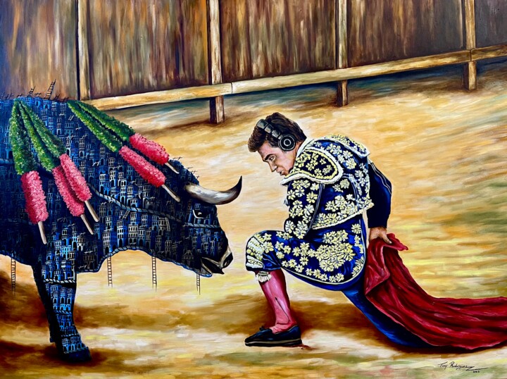 Schilderij getiteld "The bullfighter" door Tony Rodriguez(Juan Antonio Rodriguez Ol, Origineel Kunstwerk, Olie