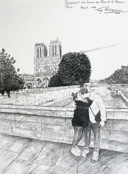 Dibujo titulada "Drawings from Paris" por Tony Rodriguez(Juan Antonio Rodriguez Ol, Obra de arte original, Lápiz