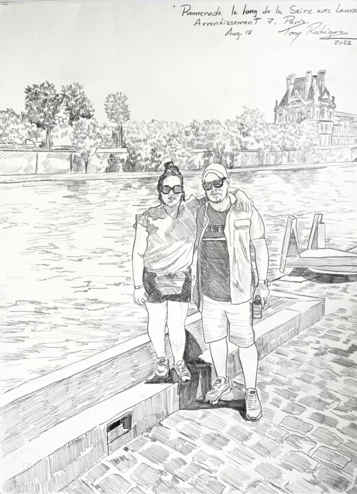 Disegno intitolato "Drawings from Paris…" da Tony Rodriguez(Juan Antonio Rodriguez Ol, Opera d'arte originale, Grafite