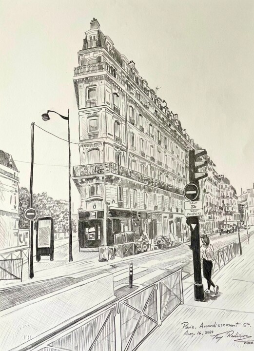 图画 标题为“Drawings from Paris…” 由Tony Rodriguez(Juan Antonio Rodriguez Ol, 原创艺术品, 石墨