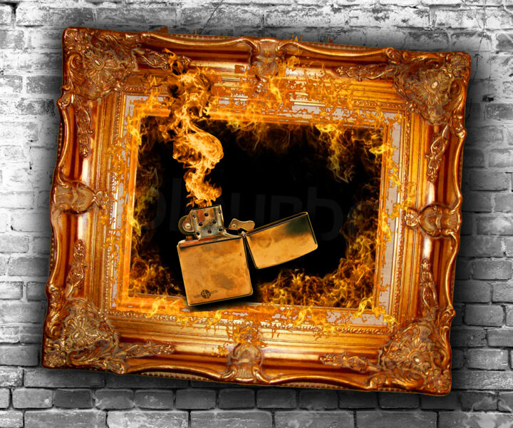 Painting titled "Frame Fire Lighter…" by Tony Rubino, Original Artwork, Acrylic Mounted on Wood Stretcher frame