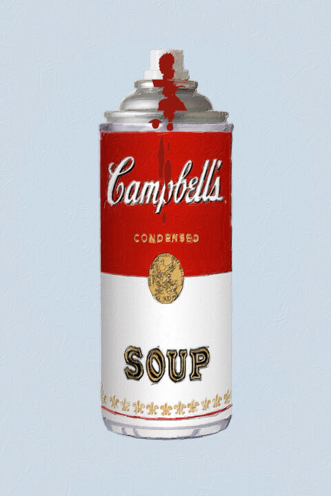 Painting titled "Campbell's Soup Spr…" by Tony Rubino, Original Artwork, Acrylic Mounted on Wood Stretcher frame