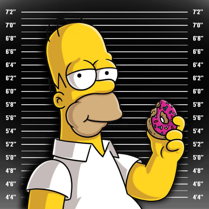 Homer Simpson Mug Hot Mugshot, Картина - Tony Rubino | Artmajeur