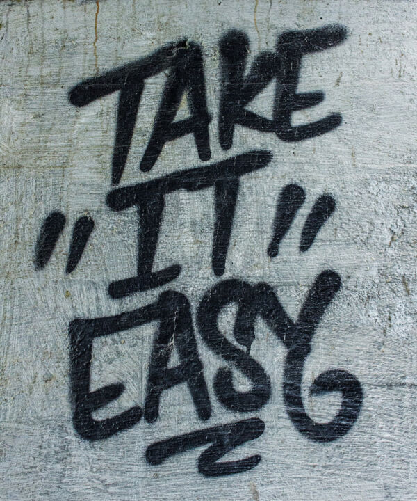 Painting titled "Take It Easy Graffi…" by Tony Rubino, Original Artwork, Acrylic Mounted on Wood Stretcher frame
