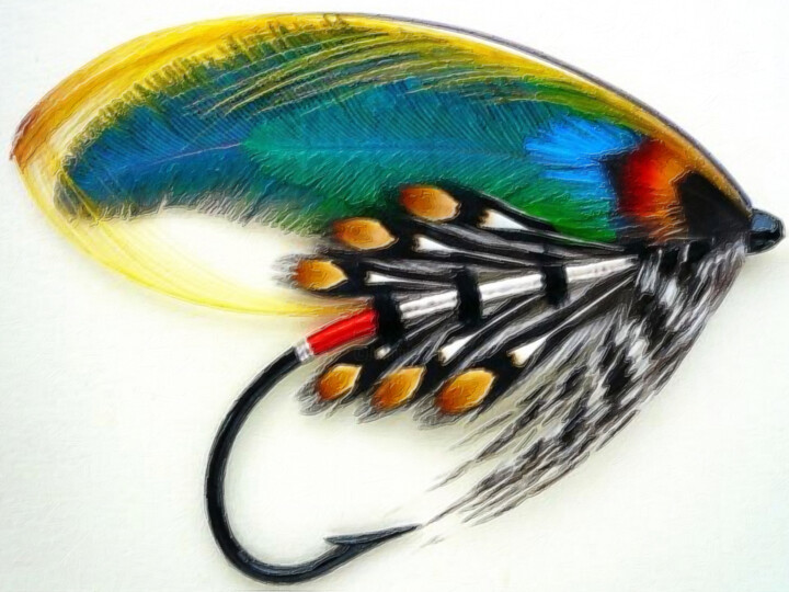 Fly Fishing Lure Painting Study Beautifu, Painting by Tony Rubino