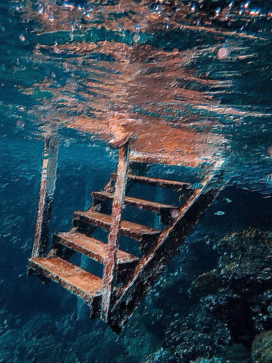 Peinture intitulée "Under Water Ocean B…" par Tony Rubino, Œuvre d'art originale, Acrylique Monté sur Châssis en bois