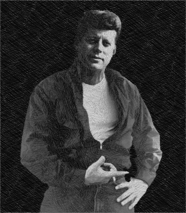 Peinture intitulée "John F Kennedy Cool…" par Tony Rubino, Œuvre d'art originale, Acrylique Monté sur Châssis en bois