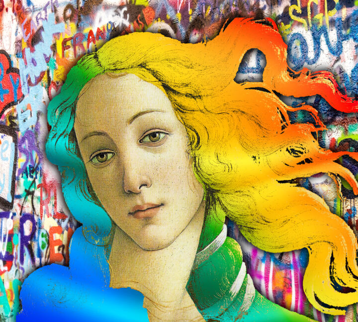 제목이 "Botticelli Birth Of…"인 미술작품 Tony Rubino로, 원작, 아크릴 나무 들것 프레임에 장착됨