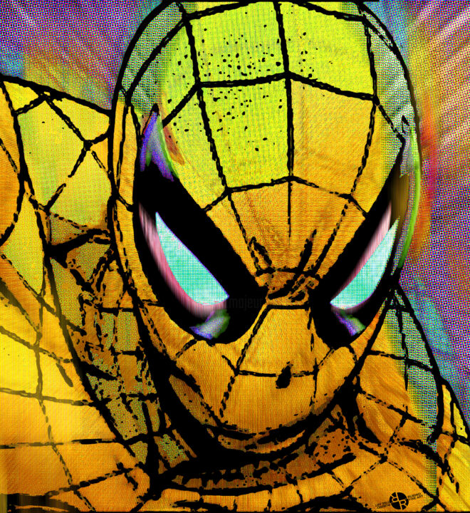 Peinture intitulée "Spider-Man Pop Gold" par Tony Rubino, Œuvre d'art originale, Acrylique Monté sur Châssis en bois