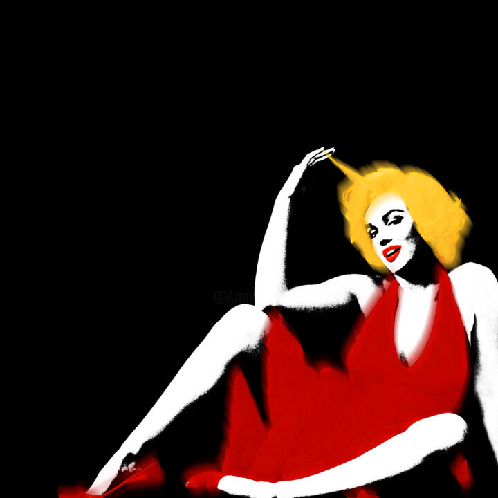 「Marilyn Monroe Stri…」というタイトルの絵画 Tony Rubinoによって, オリジナルのアートワーク, アクリル ウッドストレッチャーフレームにマウント