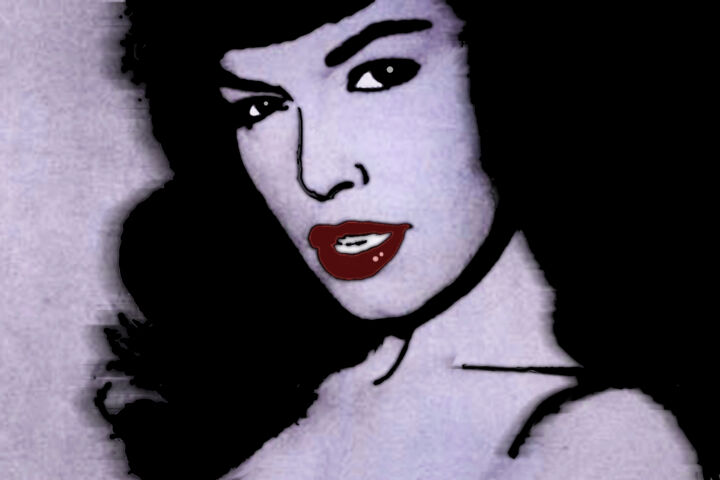 Painting titled "Bettie Page" by Tony Rubino, Original Artwork, Acrylic Mounted on Wood Stretcher frame