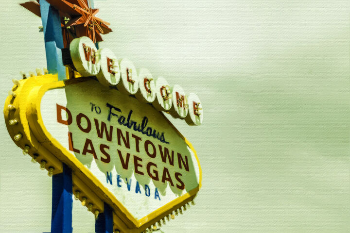 Painting titled "Welcome To Las Vega…" by Tony Rubino, Original Artwork, Acrylic Mounted on Wood Stretcher frame
