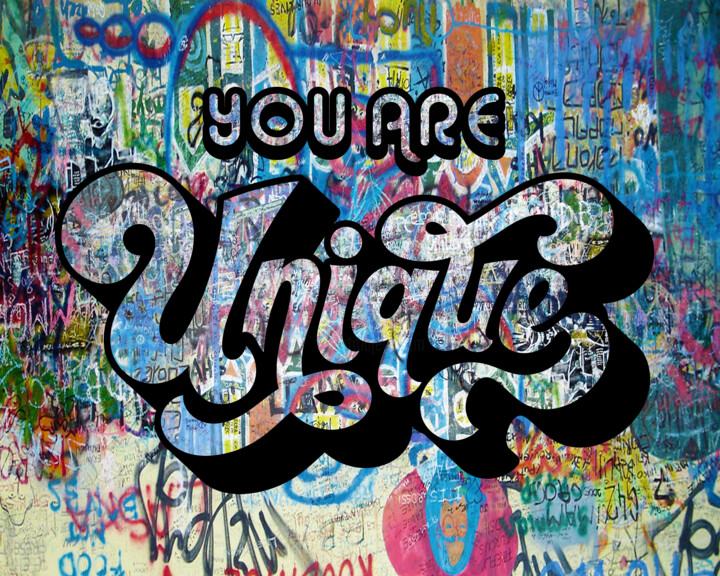 Painting titled "You Are Unique Sign…" by Tony Rubino, Original Artwork, Acrylic Mounted on Wood Stretcher frame