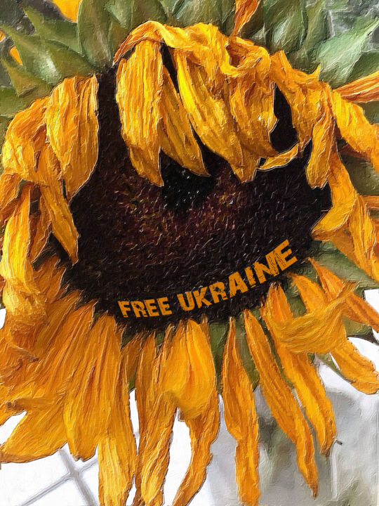 Pintura intitulada "Support Free Ukrain…" por Tony Rubino, Obras de arte originais, Acrílico Montado em Armação em madeira