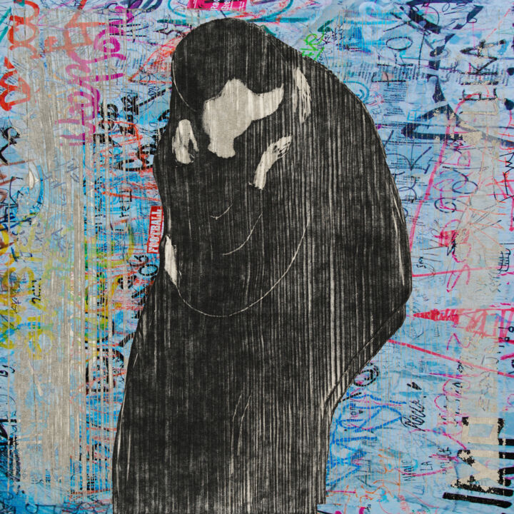 Peinture intitulée "The Kiss Munch Graf…" par Tony Rubino, Œuvre d'art originale, Acrylique Monté sur Châssis en bois