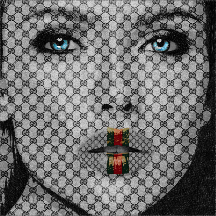Картина под названием "Gucci Woman Drawing" - Tony Rubino, Подлинное произведение искусства, Акрил Установлен на Деревянная…