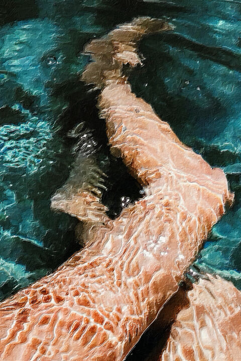 Malerei mit dem Titel "Swimmer Legs Abstra…" von Tony Rubino, Original-Kunstwerk, Acryl Auf Keilrahmen aus Holz montiert