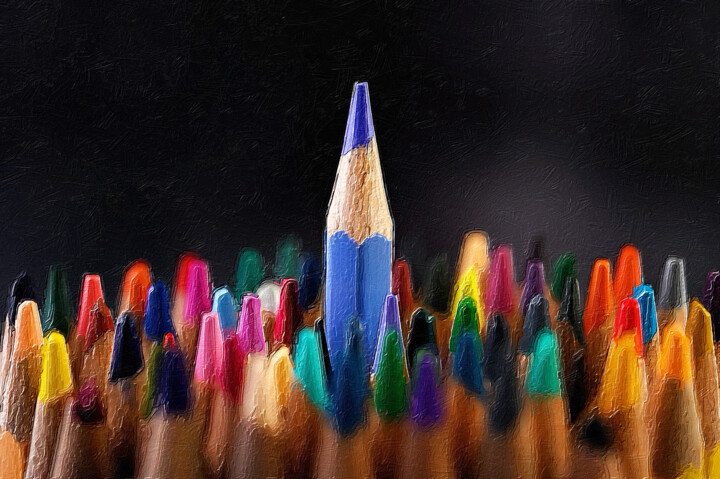 Pittura intitolato "Colored Pencil Skyl…" da Tony Rubino, Opera d'arte originale, Acrilico Montato su Telaio per barella in…