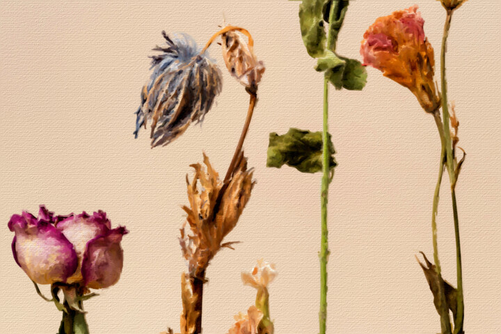 Malerei mit dem Titel "Dead Flowers" von Tony Rubino, Original-Kunstwerk, Acryl Auf Keilrahmen aus Holz montiert