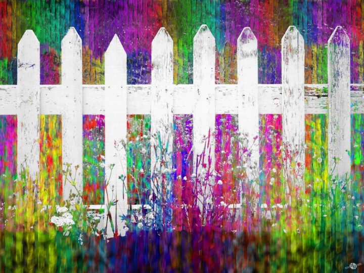 Картина под названием "White Fence 22" - Tony Rubino, Подлинное произведение искусства, Акрил Установлен на Деревянная рама…
