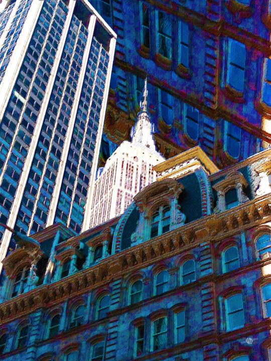 Malerei mit dem Titel "New York City Up Is…" von Tony Rubino, Original-Kunstwerk, Acryl Auf Keilrahmen aus Holz montiert