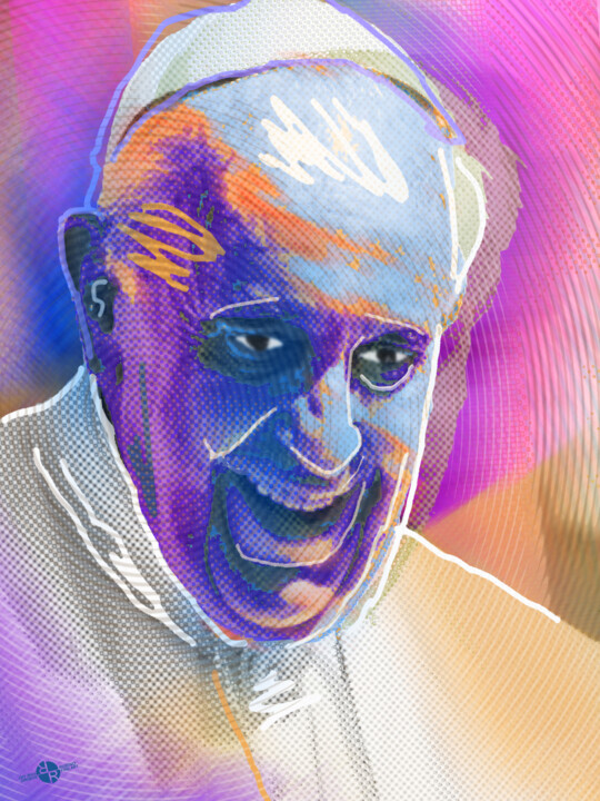 Картина под названием "Pope Pop 3" - Tony Rubino, Подлинное произведение искусства, Акрил Установлен на Деревянная рама для…