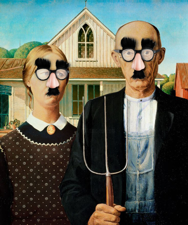 Painting titled "Funny Humor Groucho…" by Tony Rubino, Original Artwork, Acrylic Mounted on Wood Stretcher frame