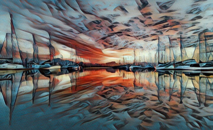 Pintura titulada "Sail Boats Ocean Se…" por Tony Rubino, Obra de arte original, Acrílico Montado en Bastidor de camilla de m…