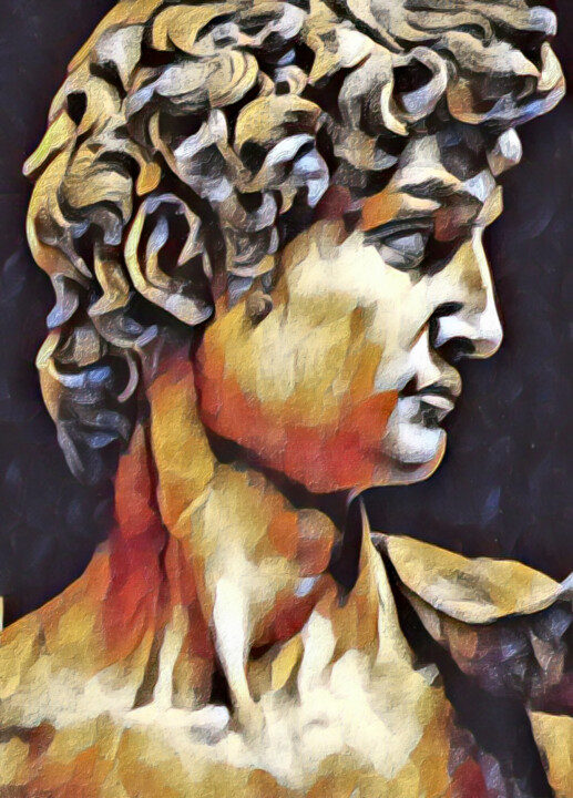 Painting titled "David Michelangelo…" by Tony Rubino, Original Artwork, Acrylic Mounted on Wood Stretcher frame