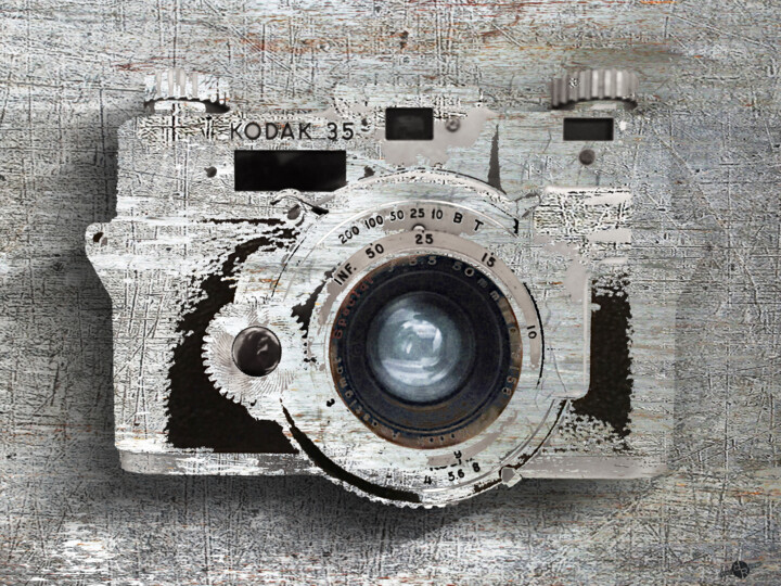 Painting titled "Smile Camera Kodak" by Tony Rubino, Original Artwork, Acrylic Mounted on Wood Stretcher frame