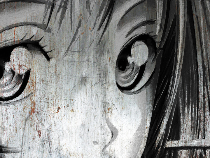 Malerei mit dem Titel "Metallic Anime Girl…" von Tony Rubino, Original-Kunstwerk, Acryl Auf Keilrahmen aus Holz montiert
