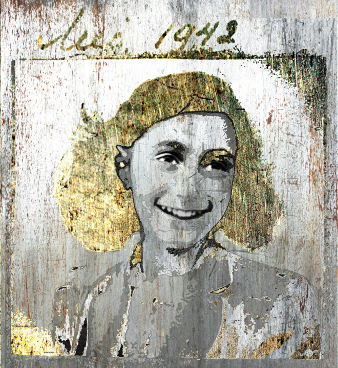 Painting titled "Anne Frank" by Tony Rubino, Original Artwork, Acrylic Mounted on Wood Stretcher frame