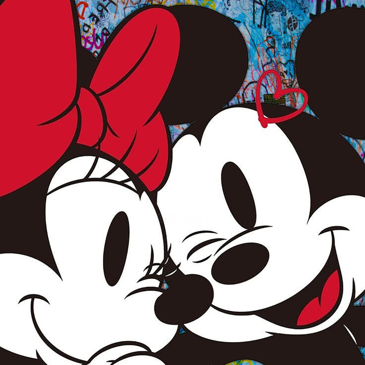 Картина под названием "Mickey And Minnie M…" - Tony Rubino, Подлинное произведение искусства, Акрил Установлен на Деревянная…