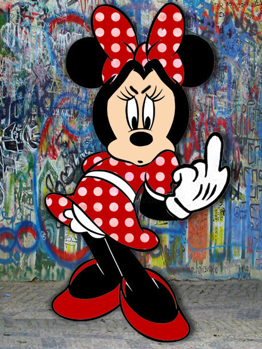 Painting titled "Minnie Mouse Finger…" by Tony Rubino, Original Artwork, Acrylic Mounted on Wood Stretcher frame