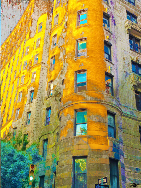 Painting titled "Golden Hour New Yor…" by Tony Rubino, Original Artwork, Acrylic Mounted on Wood Stretcher frame