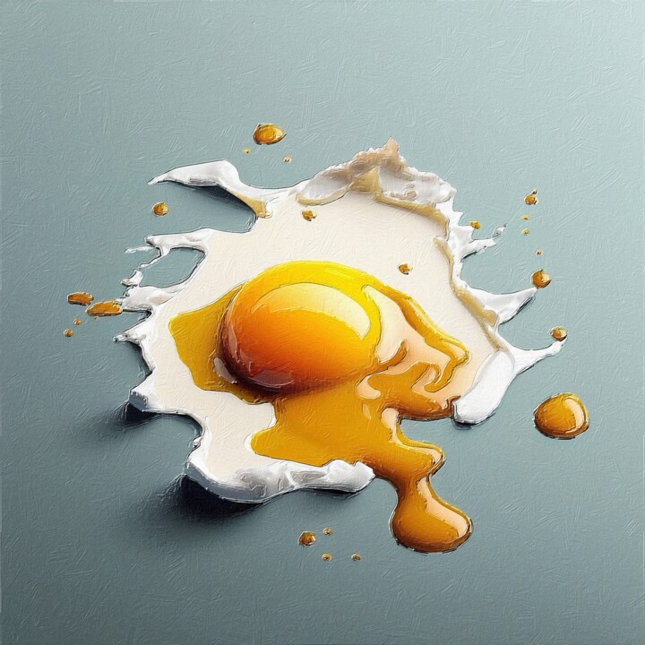 Pintura titulada "Egg Splat" por Tony Rubino, Obra de arte original, Acrílico Montado en Bastidor de camilla de madera