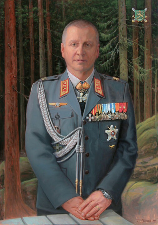 Painting titled "Commander of the Fi…" by Tony Mäkinen, Original Artwork, Oil