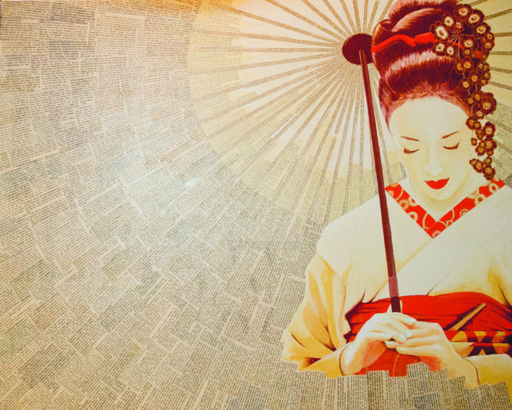 Painting titled "Femme Japonaise" by Tony ®, Original Artwork, Acrylic