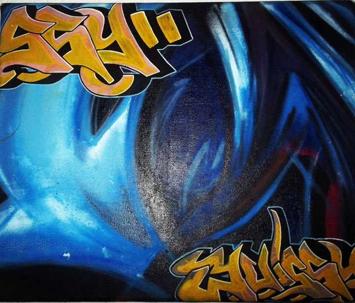 Painting titled "canvas-number-one" by Juicy Skills, Original Artwork, Airbrush