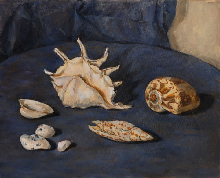 Painting titled "Still life with she…" by Antonina Pylaeva, Original Art, Oil