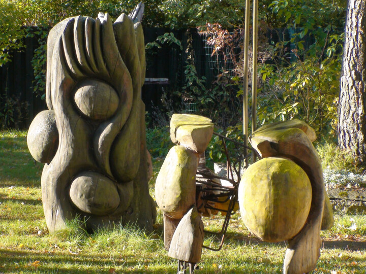 Sculpture intitulée "oak-wood-and-metal-…" par Toomas Altnurme, Œuvre d'art originale