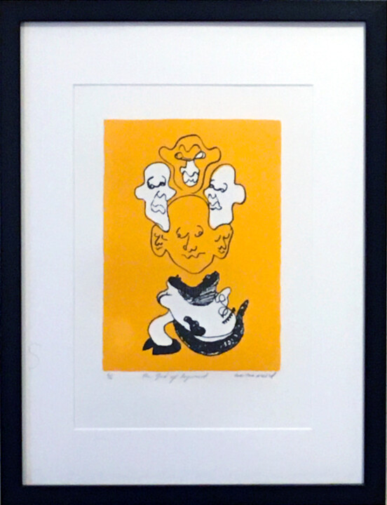 Printmaking titled "The God of Argument" by Too Too Weird, Original Artwork, Lithography