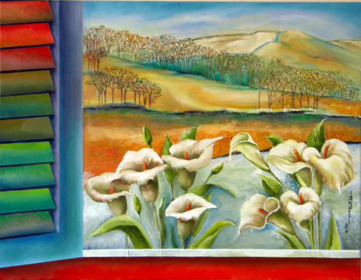 Painting titled "A View From My Wind…" by Miriam Besa, Original Artwork, Oil