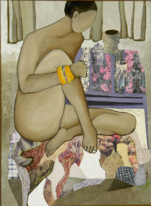 Painting titled "The Lady with an Or…" by Miriam Besa, Original Artwork, Collages