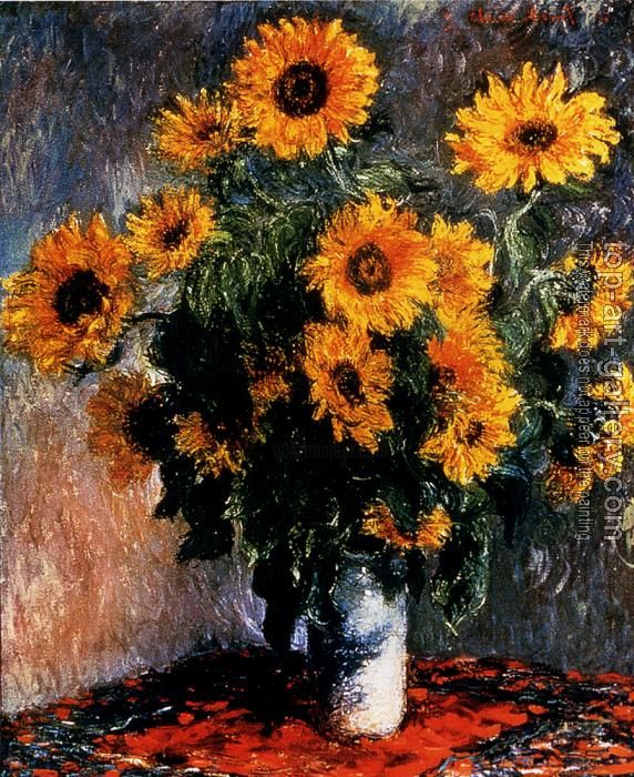 Painting titled "Sunflowers by Claud…" by Kathy Hee, Original Artwork